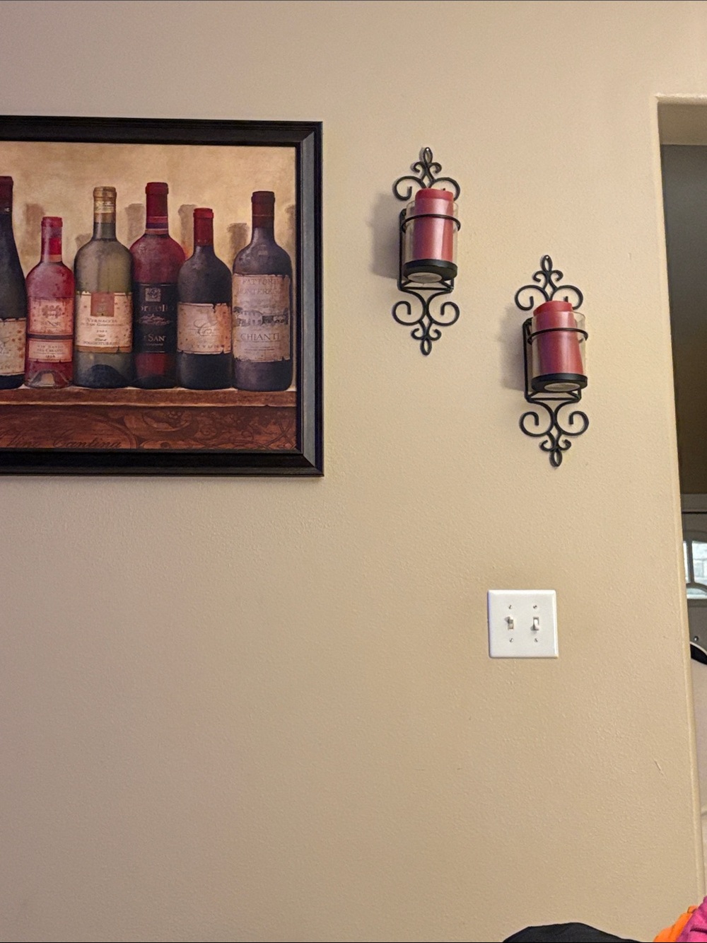 Black Iron Wall Sconces with Red Candles - Picture 2 of 2